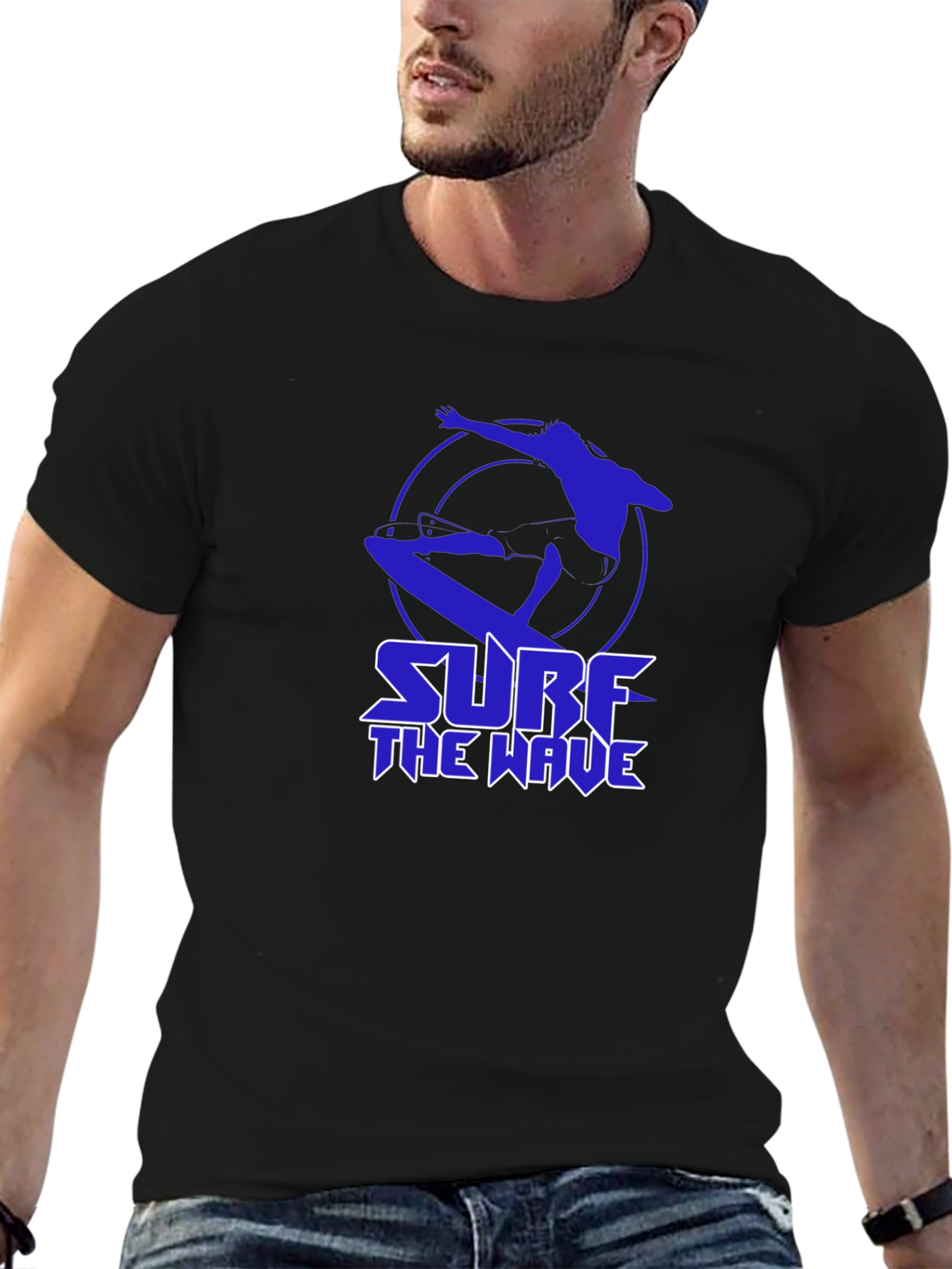Surf the Wave Graphic T-Shirt - Black