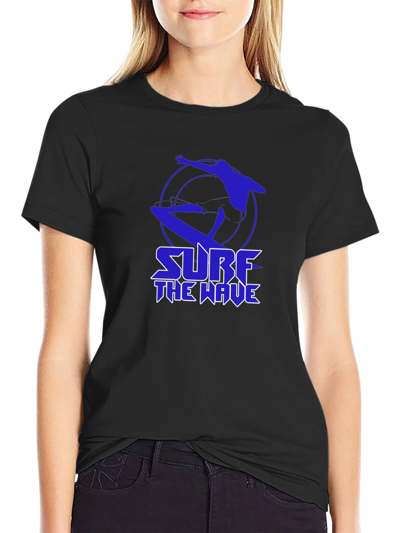 Surf the Wave Graphic T-Shirt - Black
