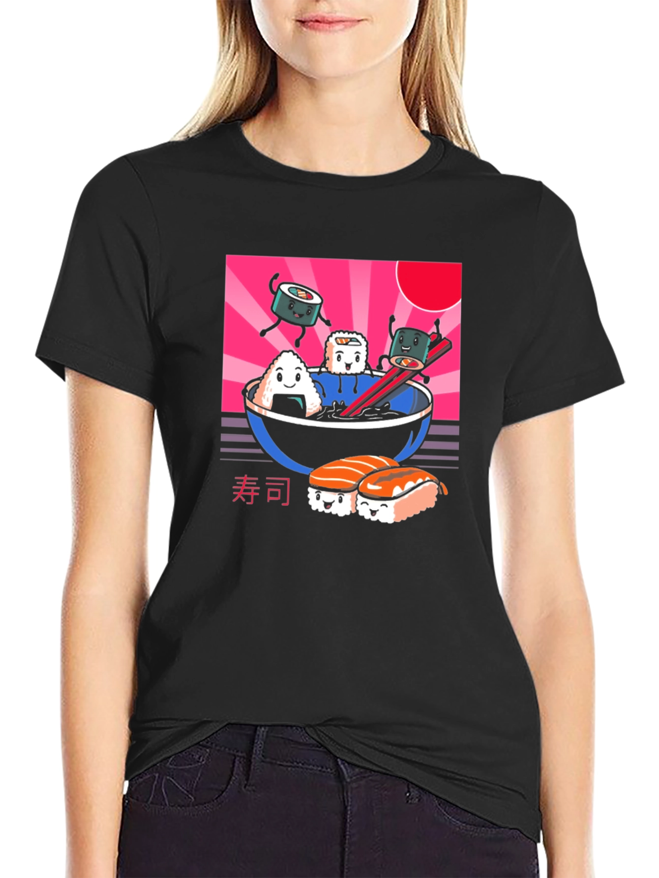 Kawaii Sushi T-Shirt - Black