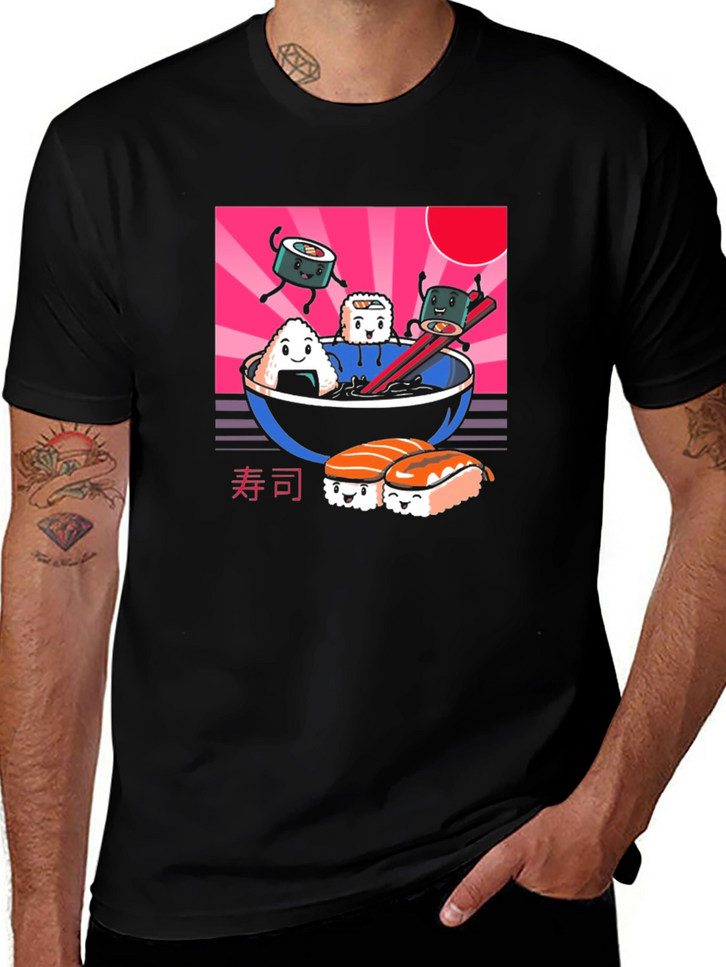 Kawaii Sushi T-Shirt - Black