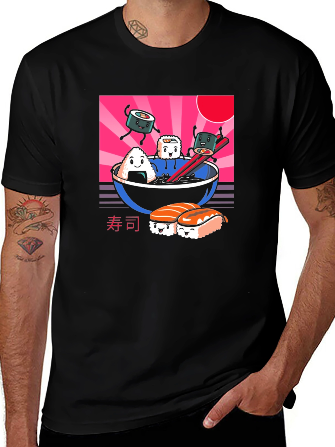 Kawaii Sushi T-Shirt - Black