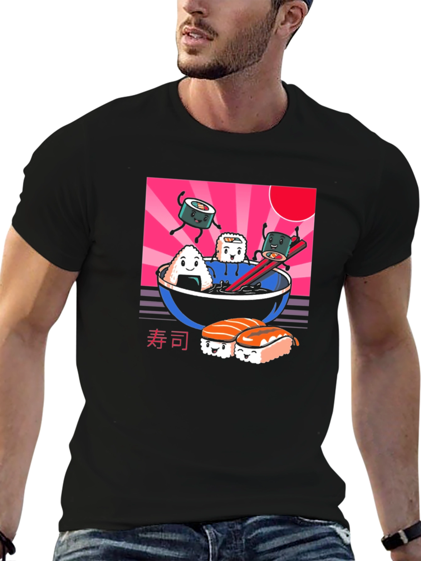 Kawaii Sushi T-Shirt - Black