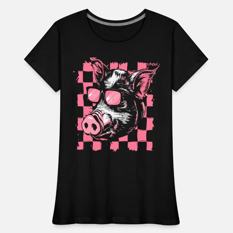 4544 cool checker racing flag pig