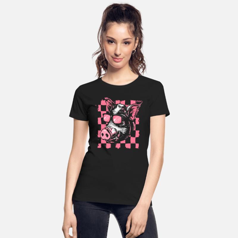 4544 cool checker racing flag pig