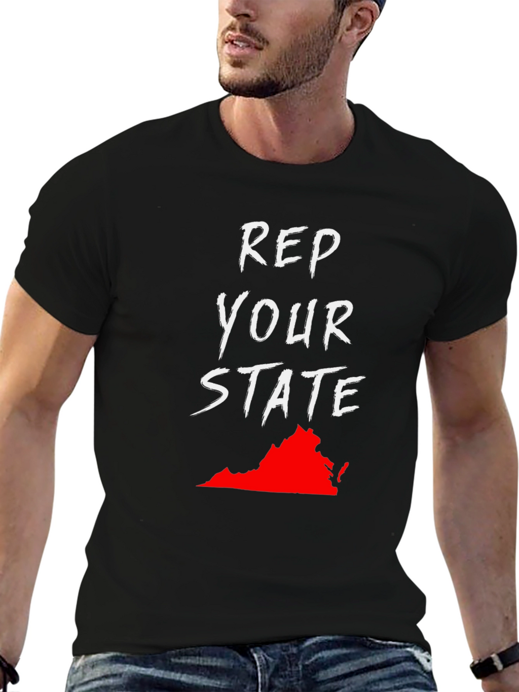 Rep Your State Black Graphic T-Shirt