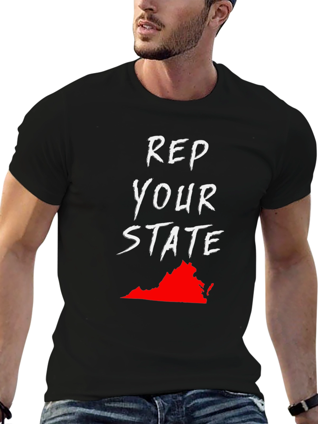 Rep Your State Black Graphic T-Shirt