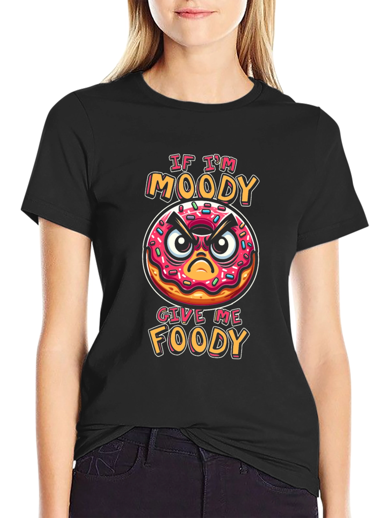 Moody Donut Graphic T-Shirt - Foodie Humor Tee