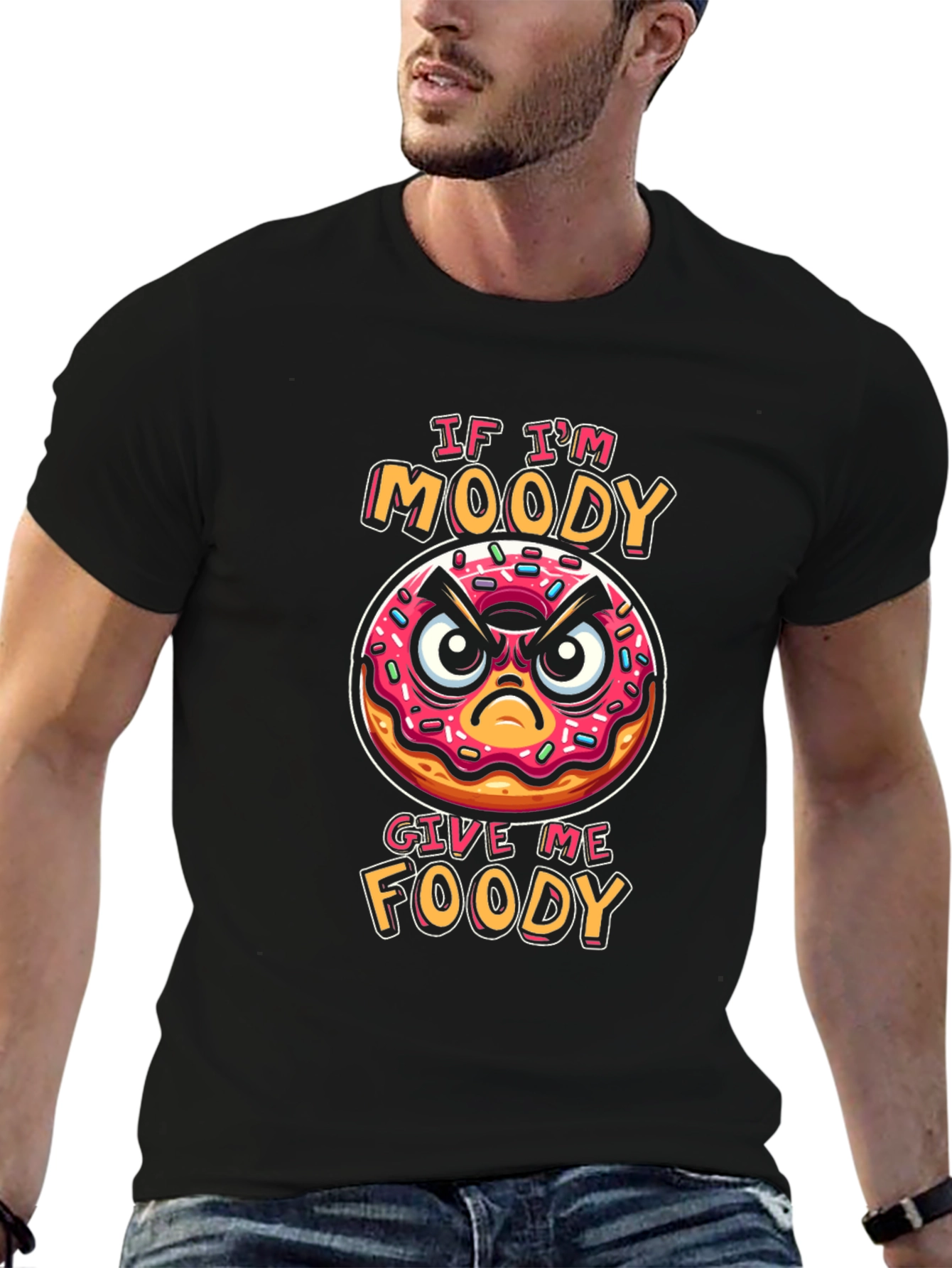 Moody Donut Graphic T-Shirt - Foodie Humor Tee