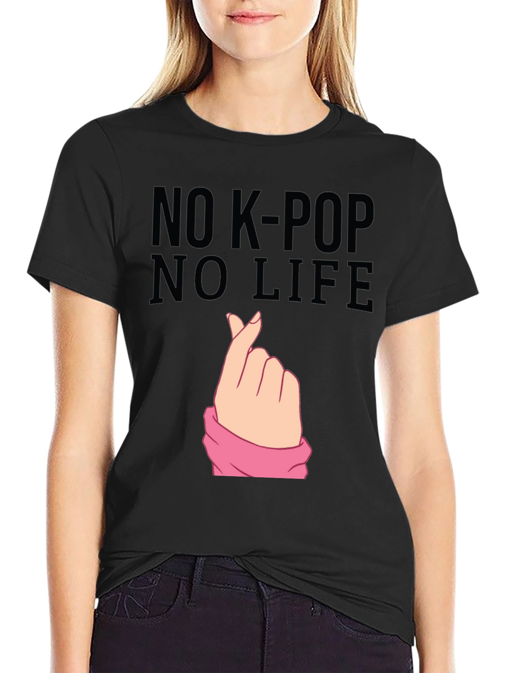 No K-Pop No Life Black Graphic Tee