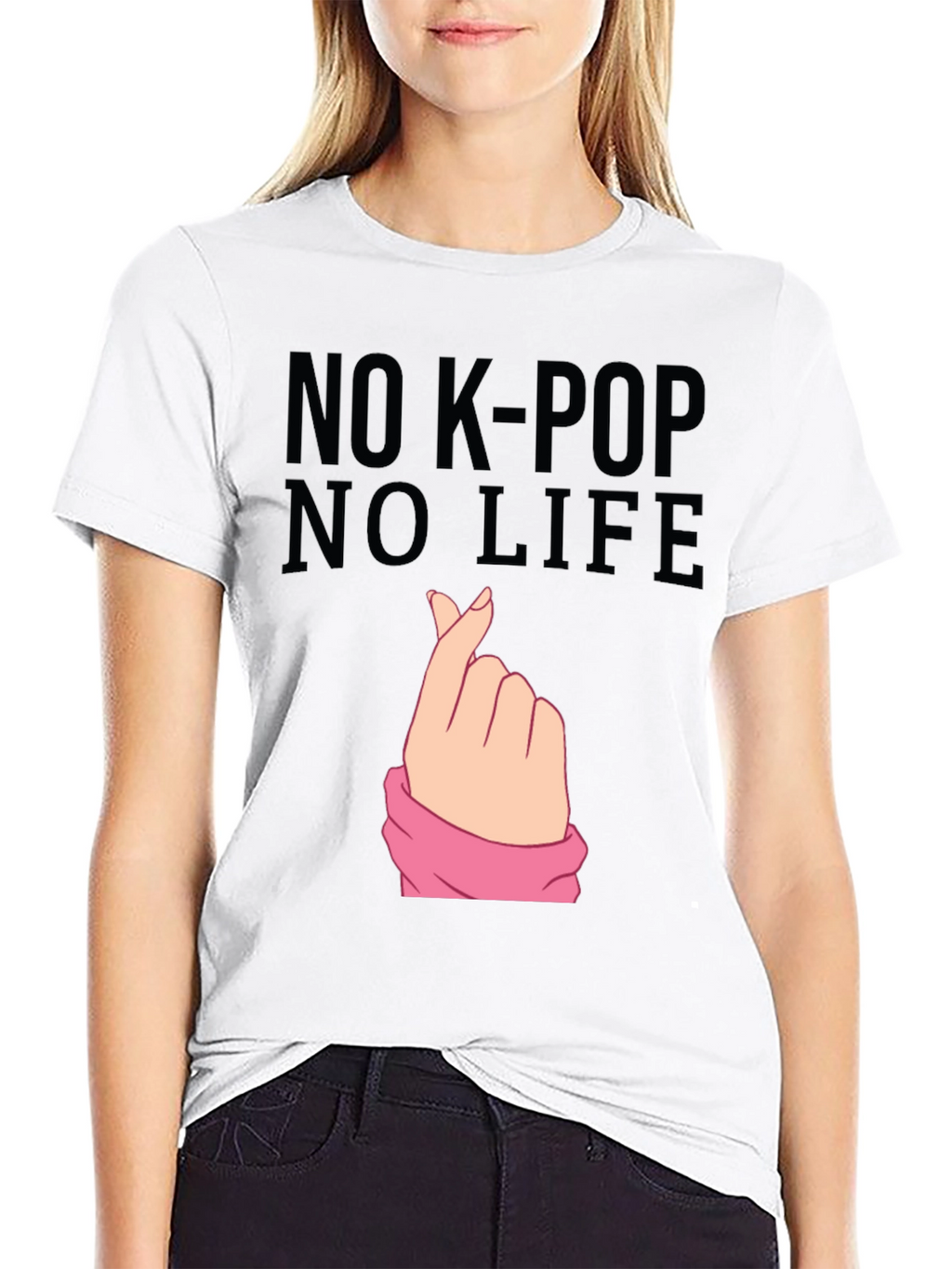 No K-Pop No Life Black Graphic Tee
