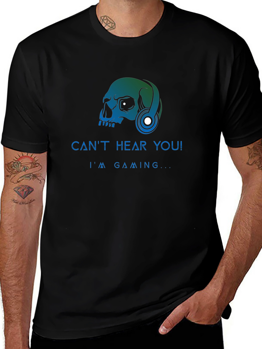 Gamer Skull Graphic Tee - Cant Hear You! T-Shirt