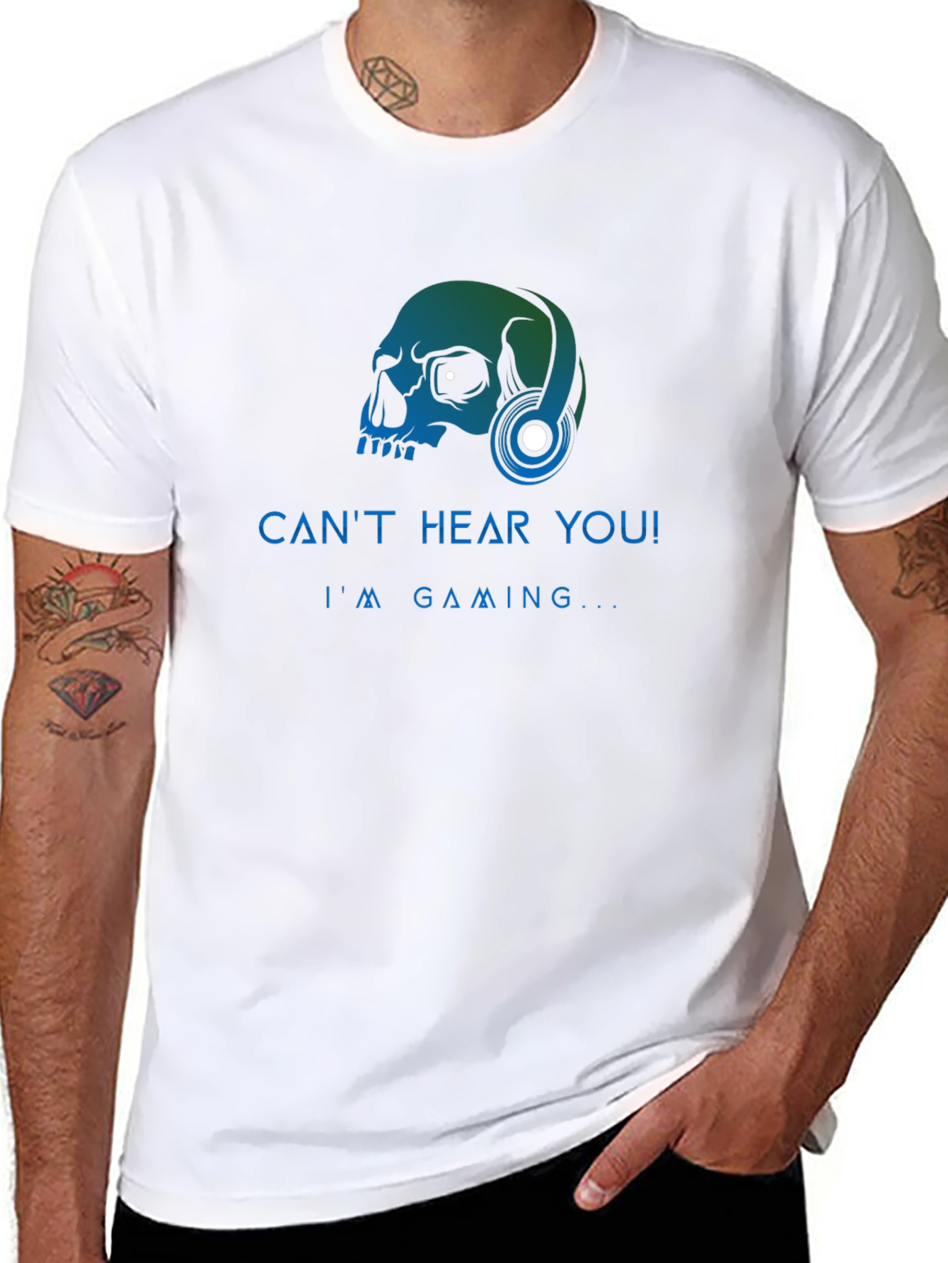 Gamer Skull Graphic Tee - Cant Hear You! T-Shirt