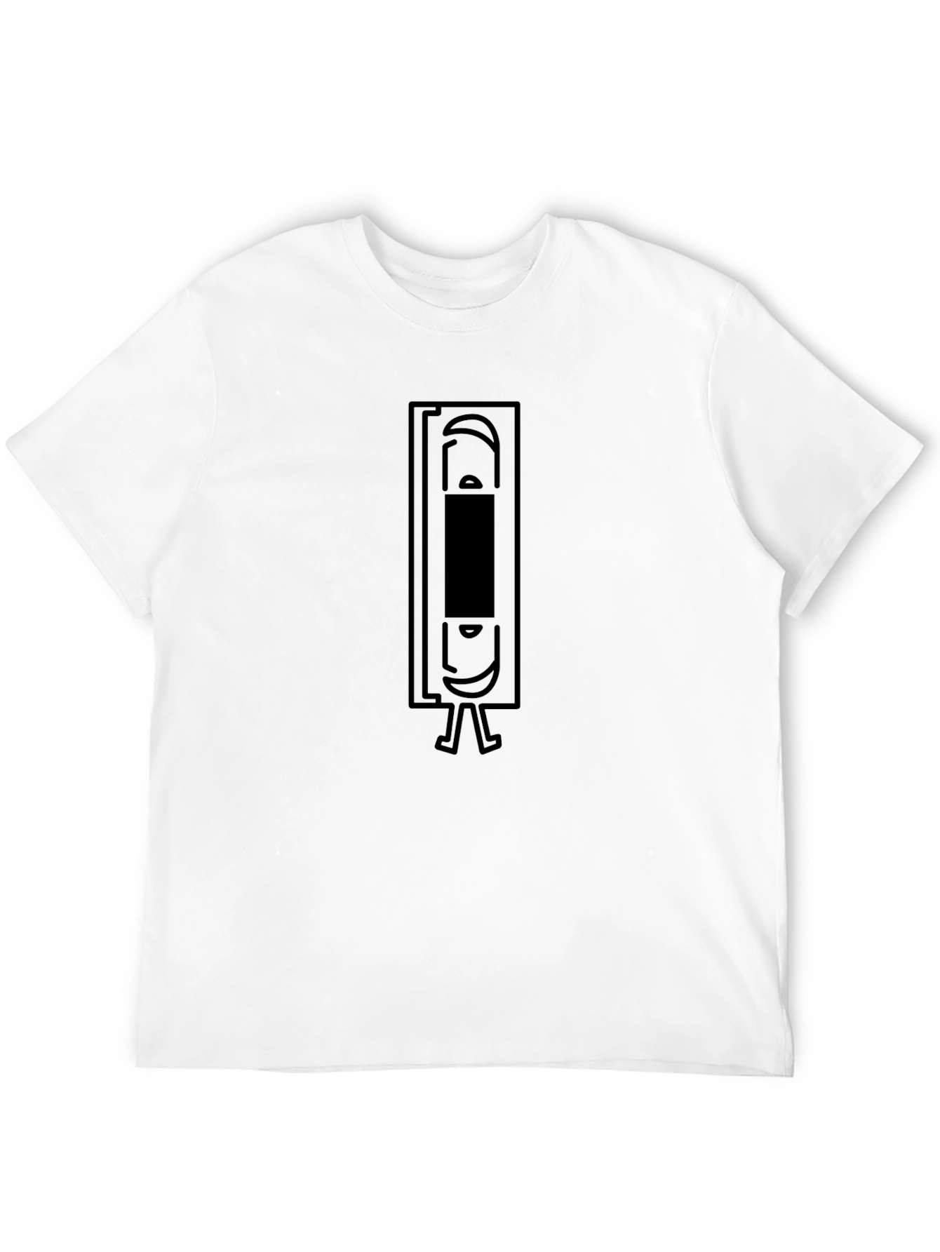 Retro VHS Tape Graphic Tee - Black Cotton T-Shirt