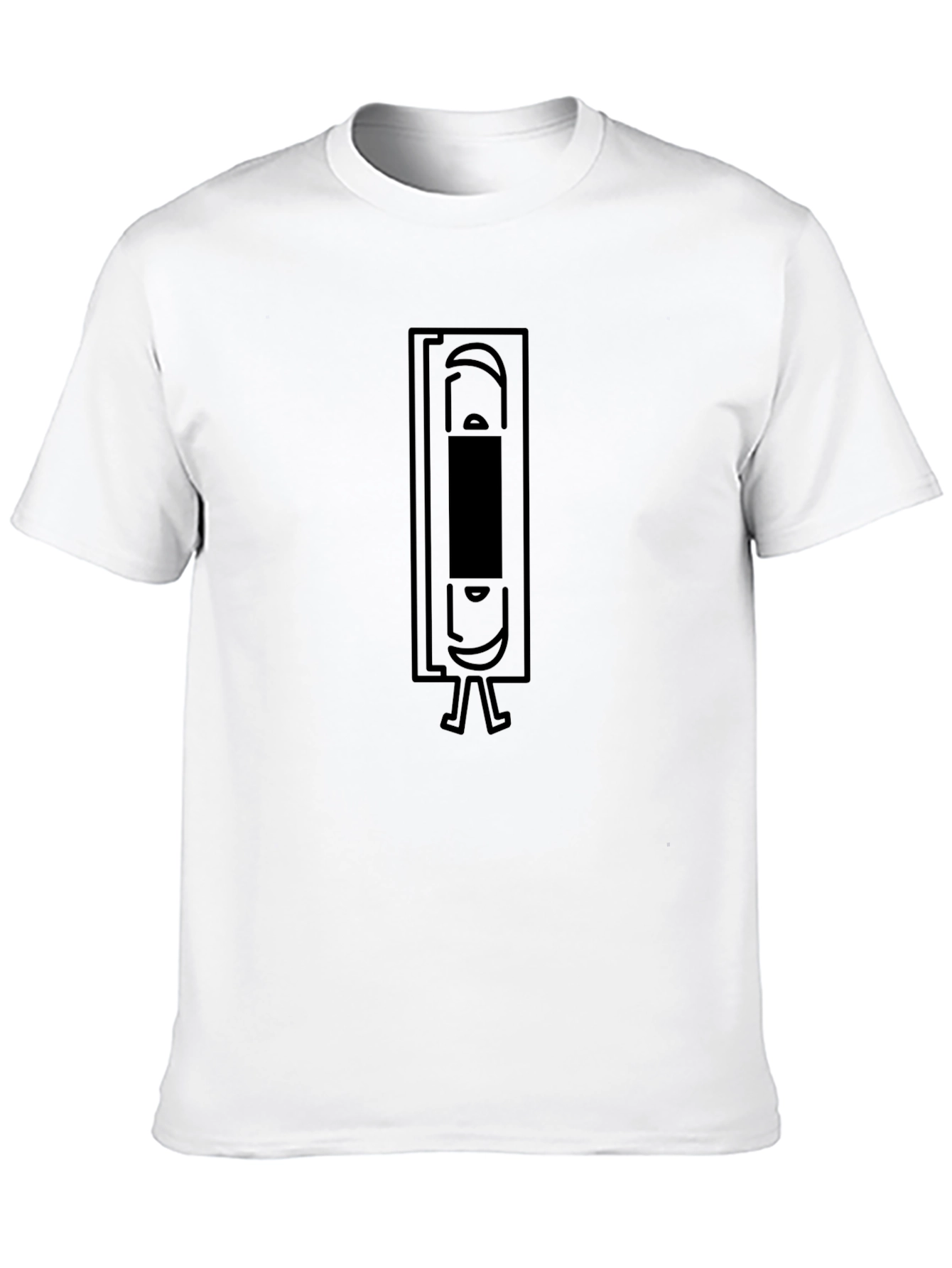 Retro VHS Tape Graphic Tee - Black Cotton T-Shirt