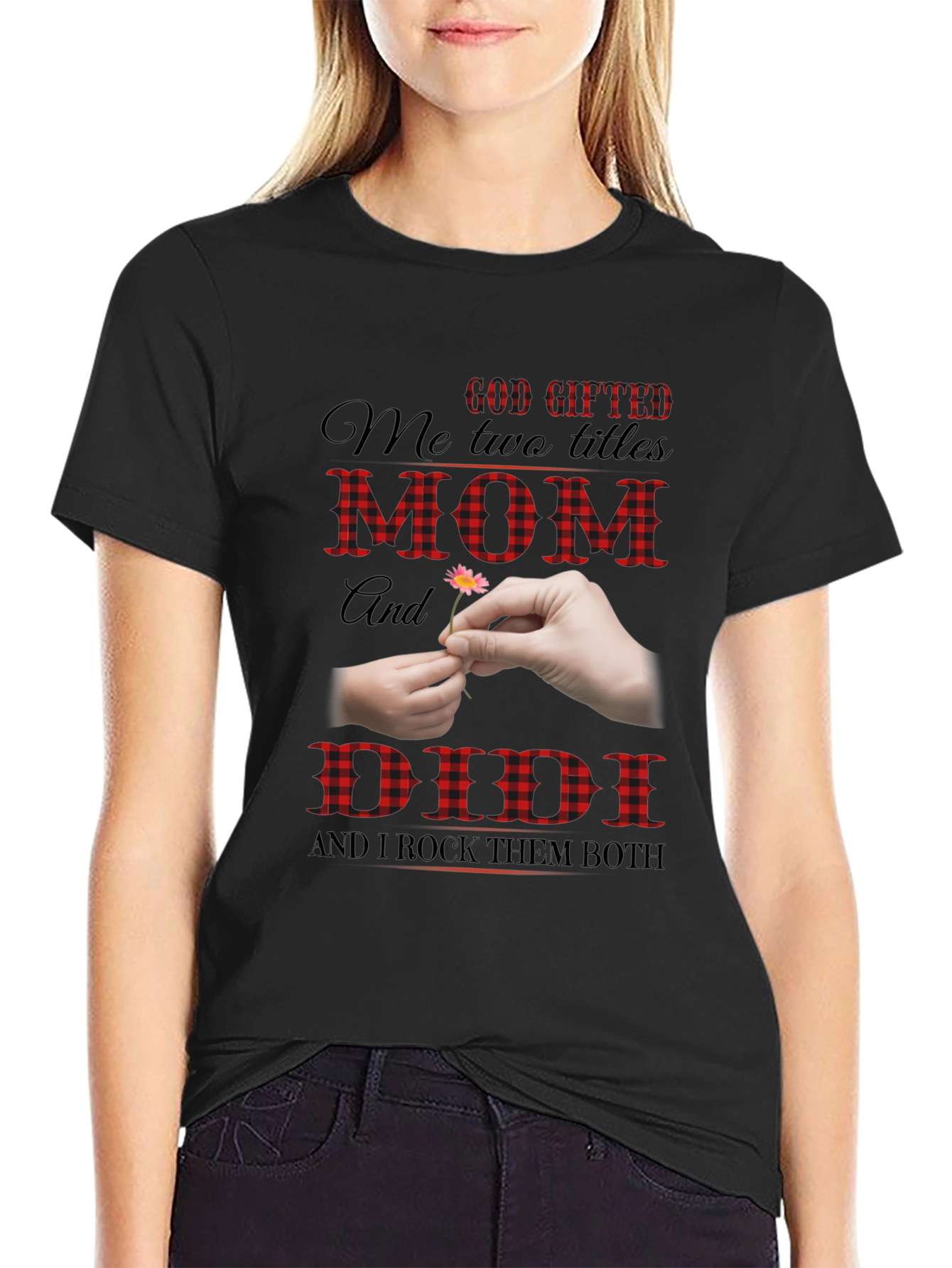God Gifted Mom and Didi Black T-Shirt