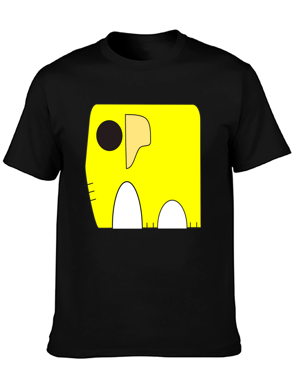Cartoon Elephant Graphic Tee - Black Cotton Casual Shirt