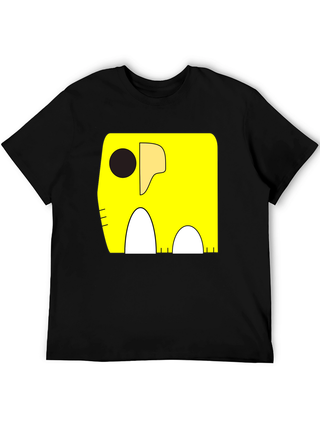 Cartoon Elephant Graphic Tee - Black Cotton Casual Shirt
