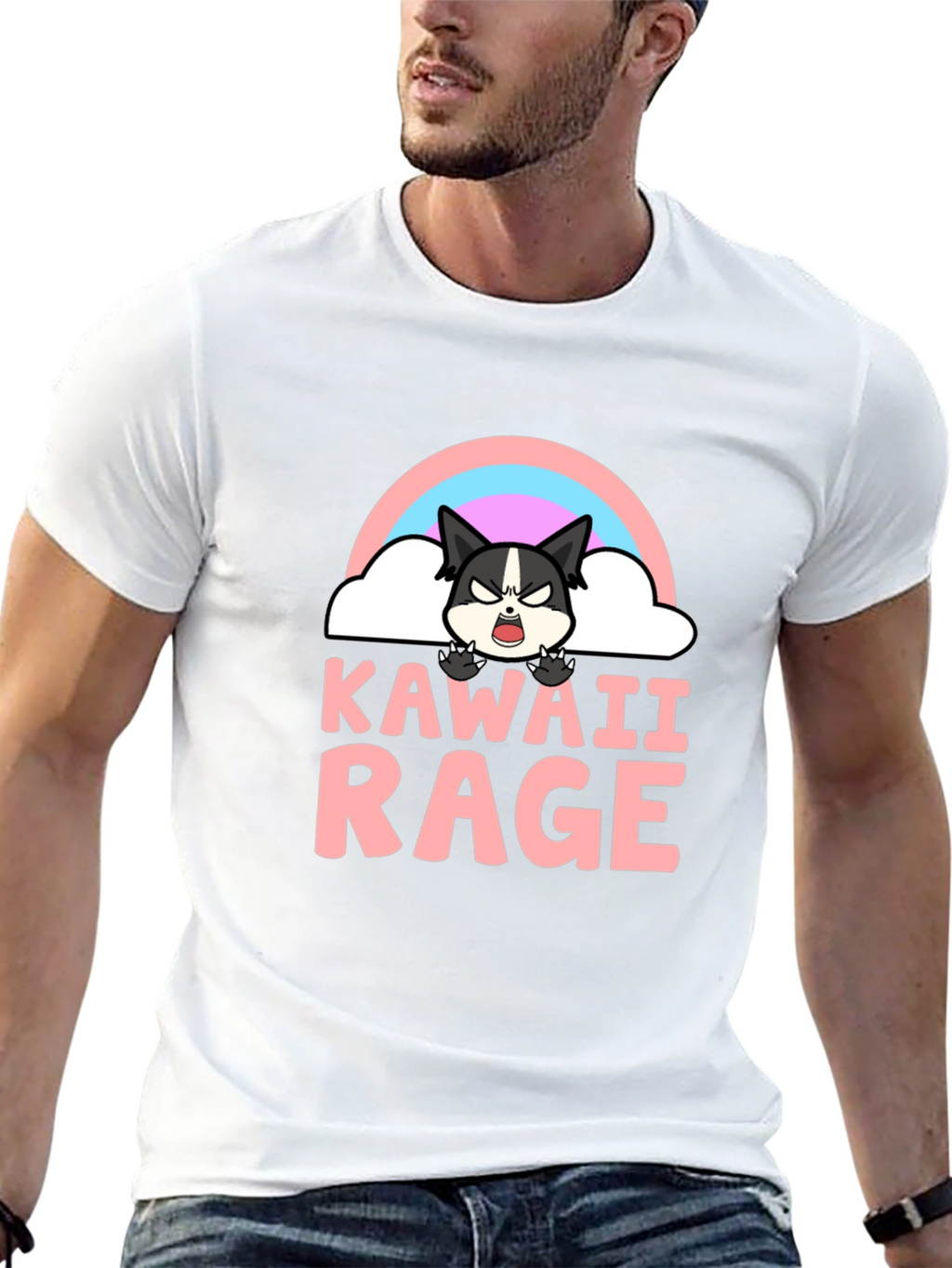 Kawaii Rage Black T-Shirt - Angry Cute Cartoon