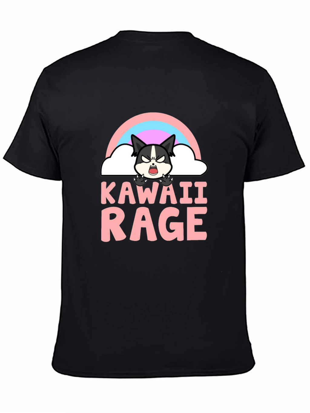 Kawaii Rage Black T-Shirt - Angry Cute Cartoon