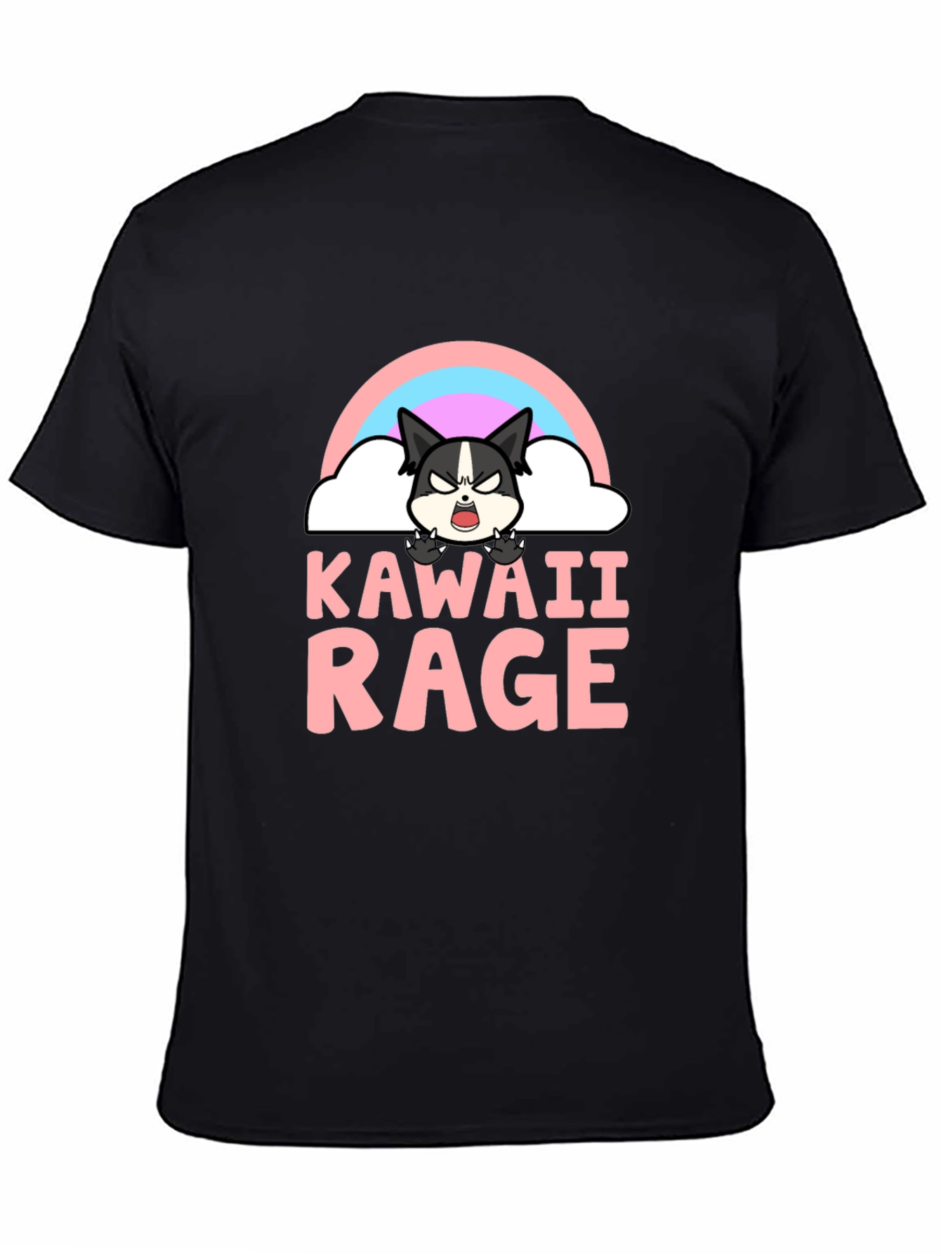 Kawaii Rage Black T-Shirt - Angry Cute Cartoon
