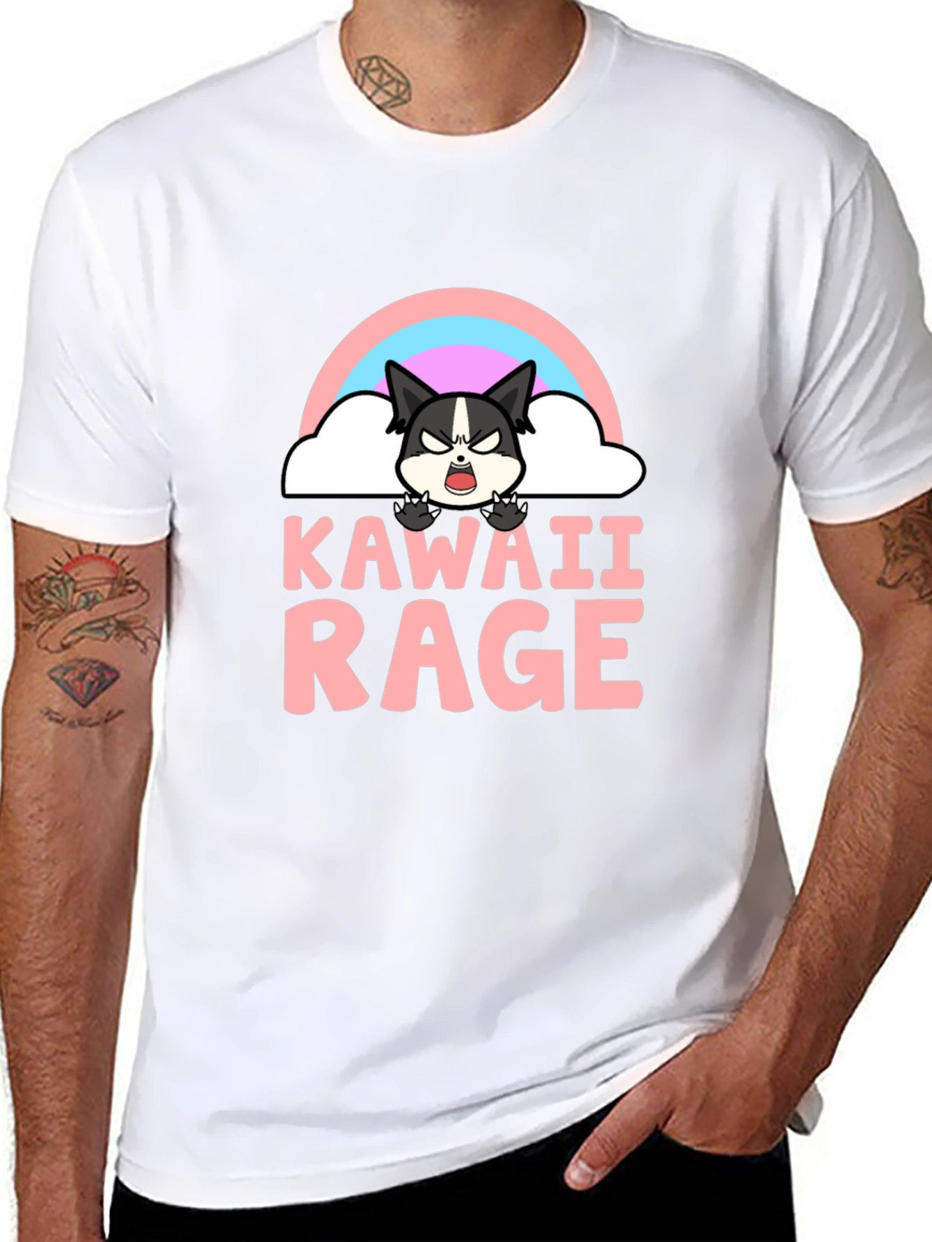 Kawaii Rage Black T-Shirt - Angry Cute Cartoon