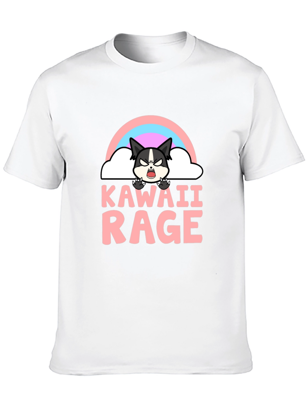 Kawaii Rage Black T-Shirt - Angry Cute Cartoon