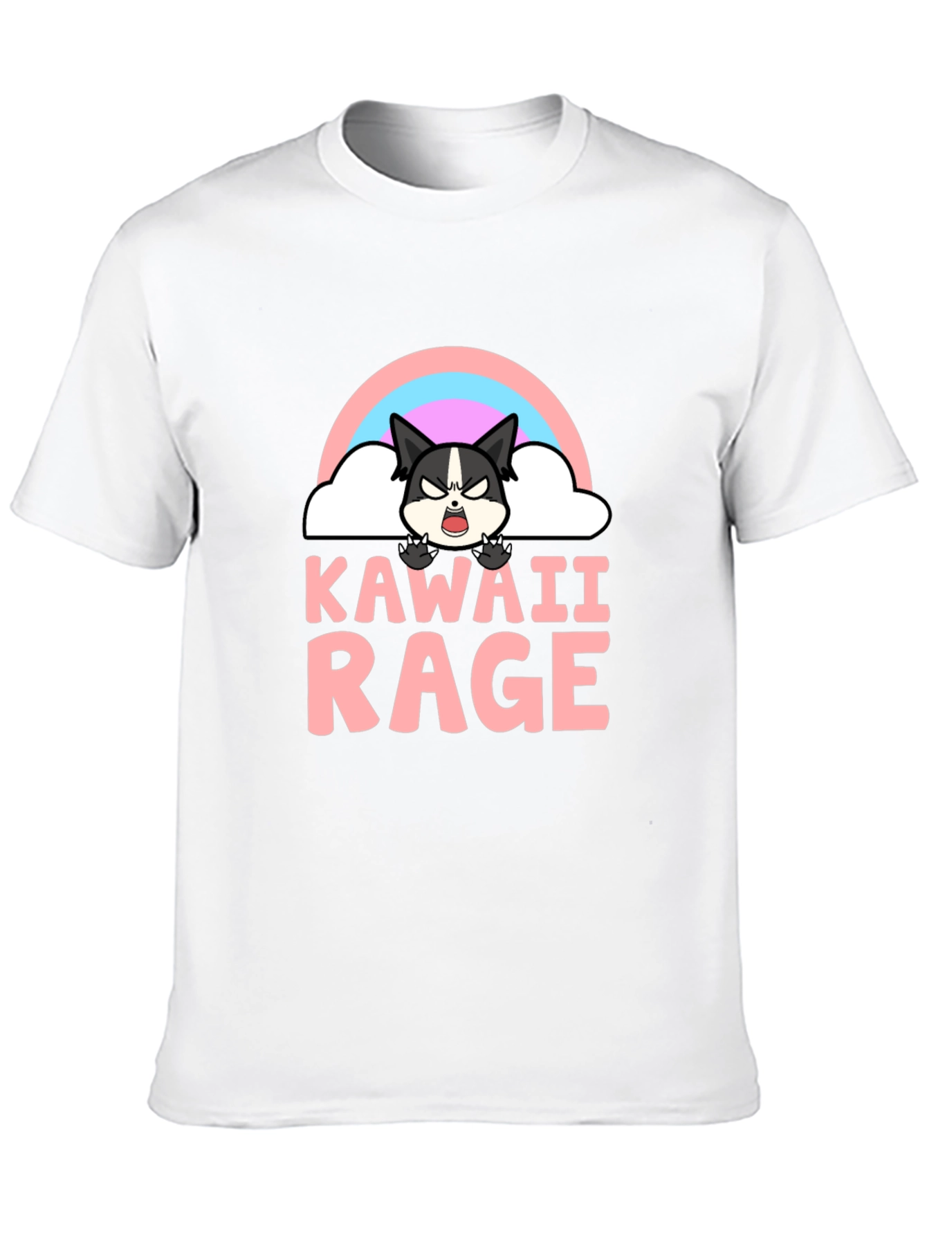 Kawaii Rage Black T-Shirt - Angry Cute Cartoon