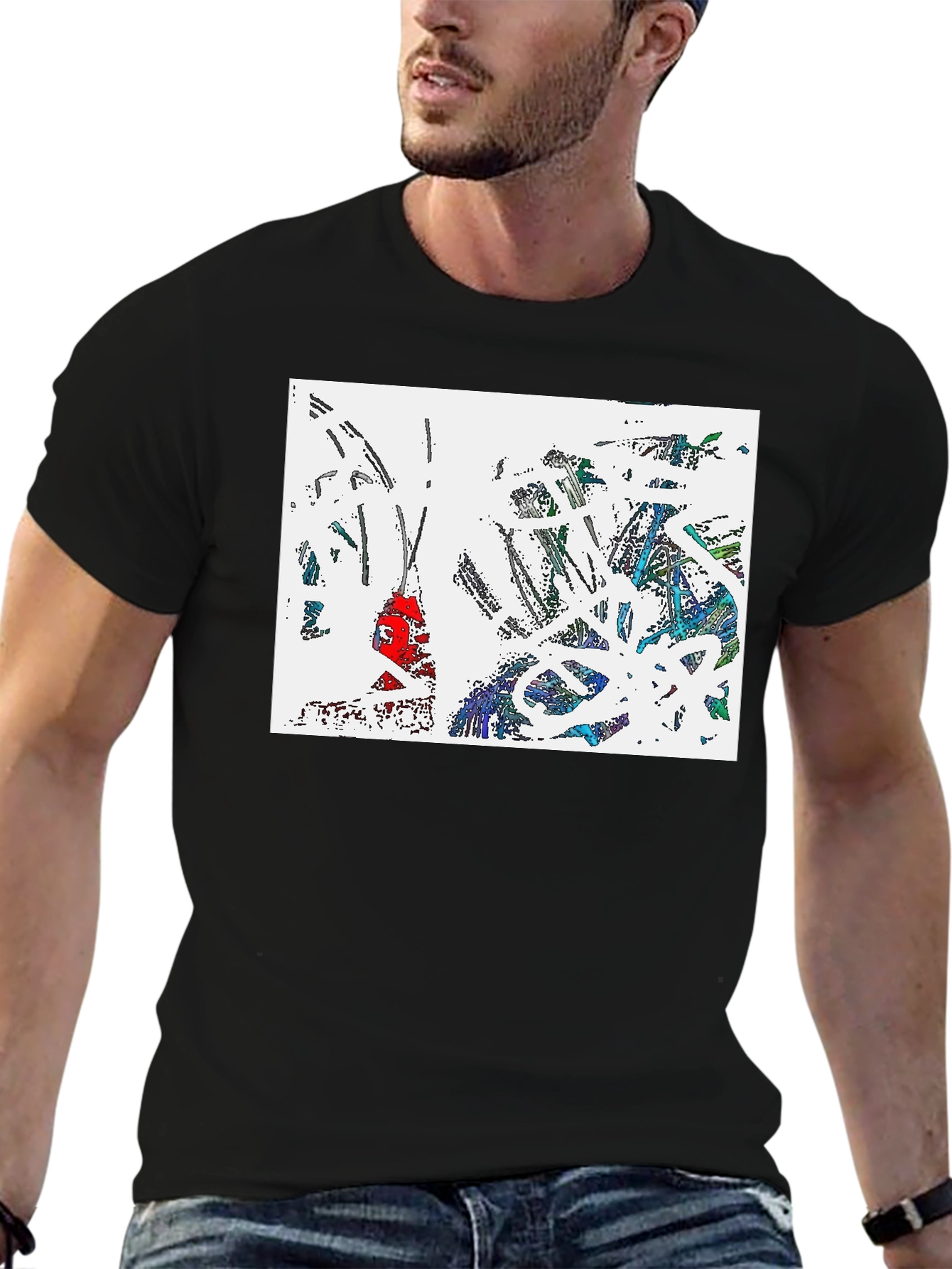 Abstract Art Print Black T-Shirt