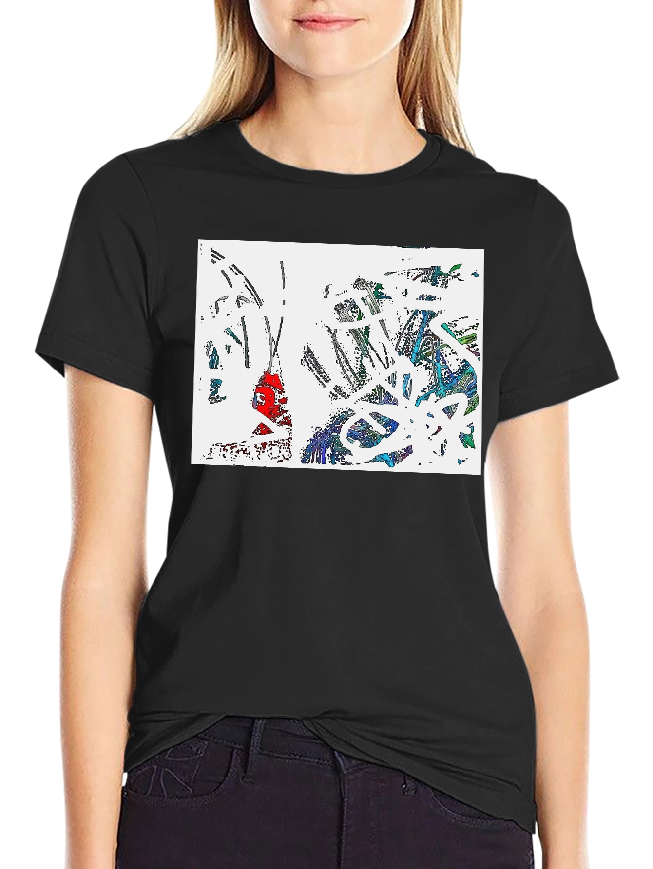 Abstract Art Print Black T-Shirt