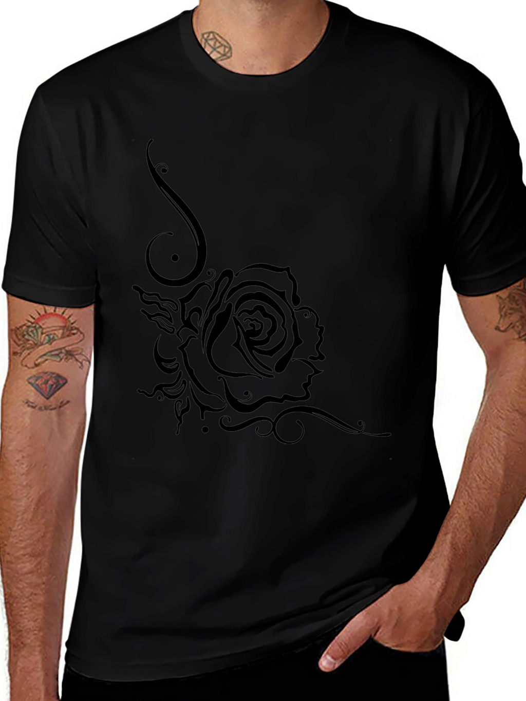 Black Rose Graphic T-Shirt - Casual Style