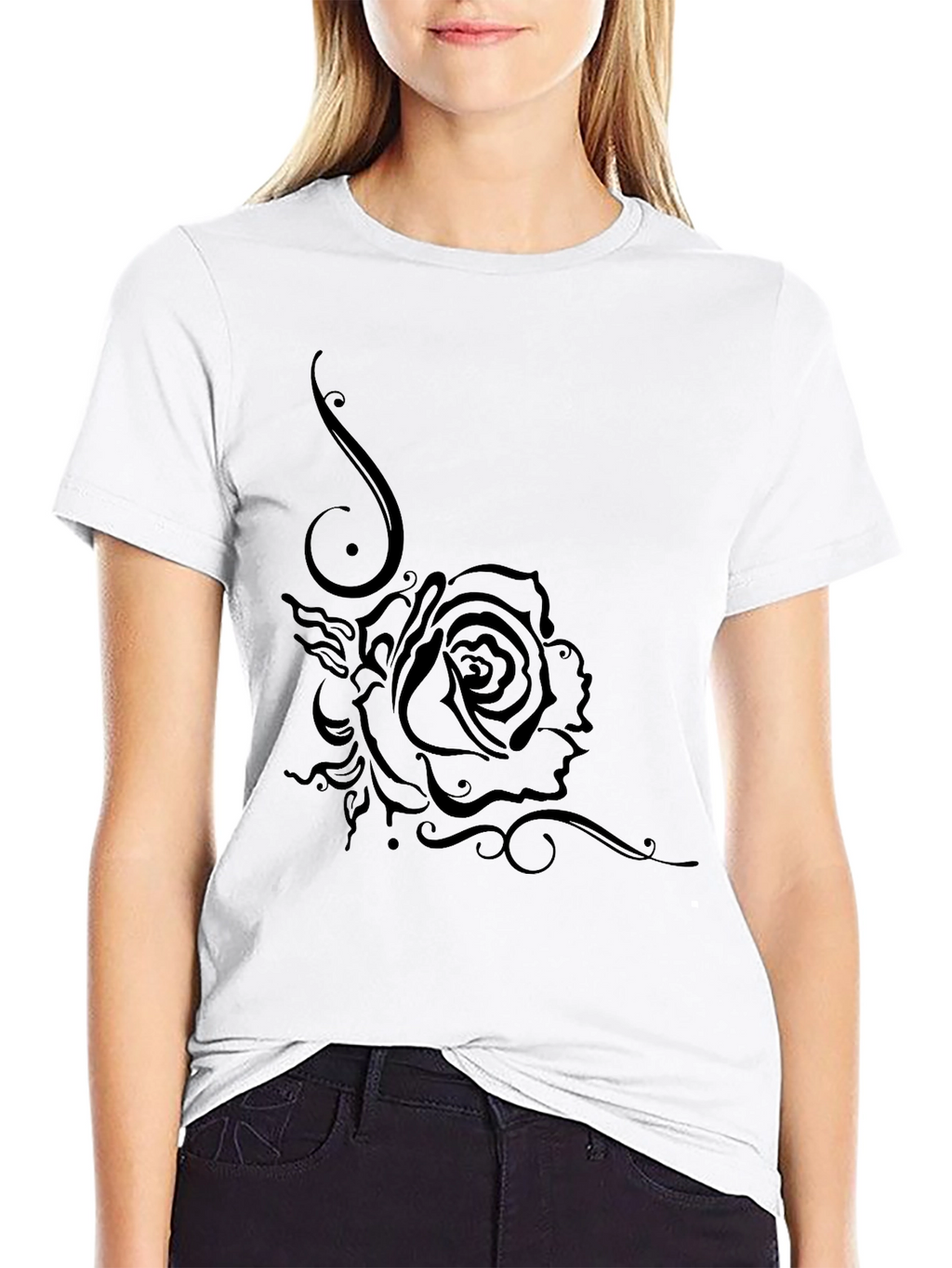 Black Rose Graphic T-Shirt - Casual Style