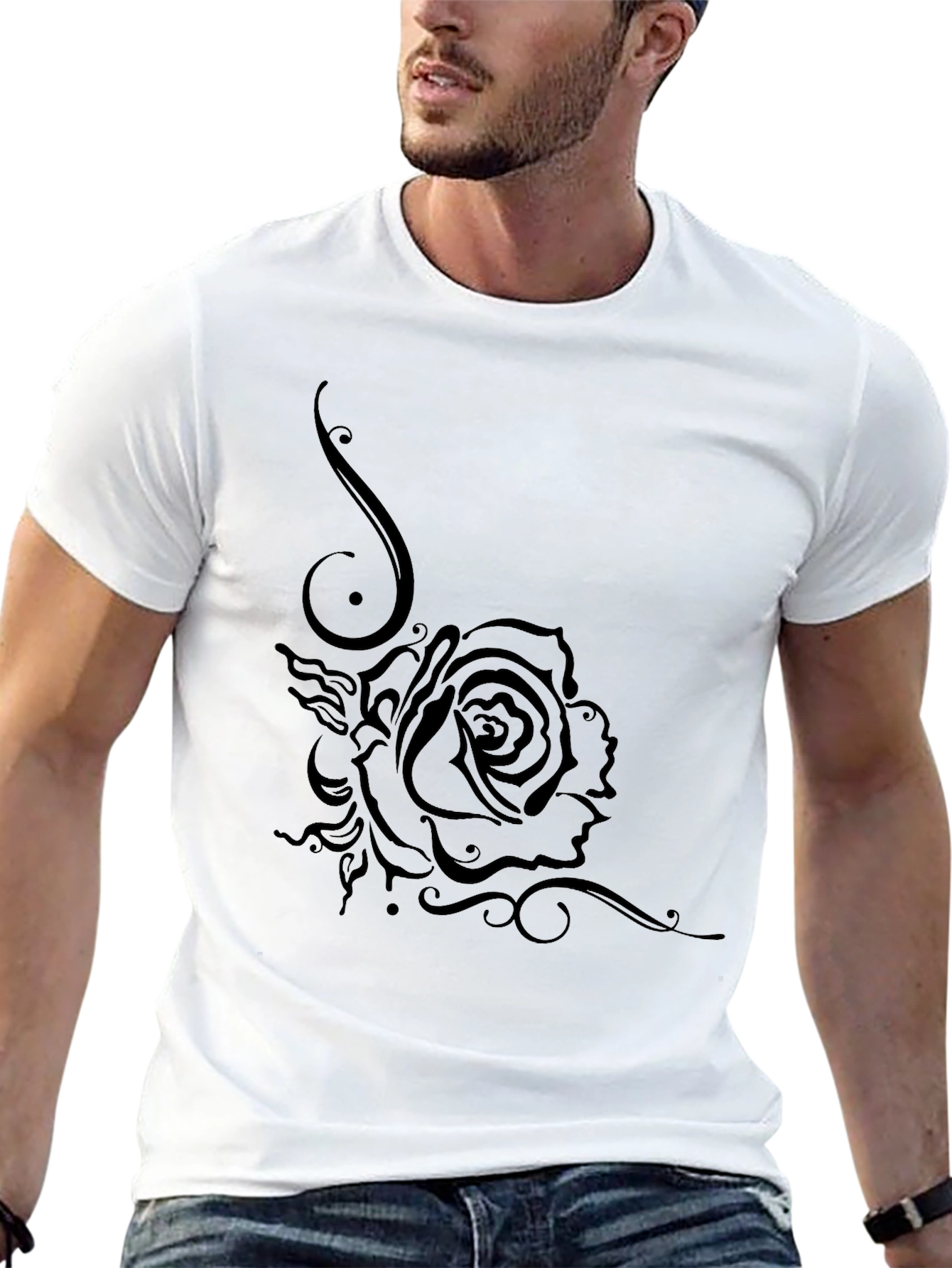 Black Rose Graphic T-Shirt - Casual Style