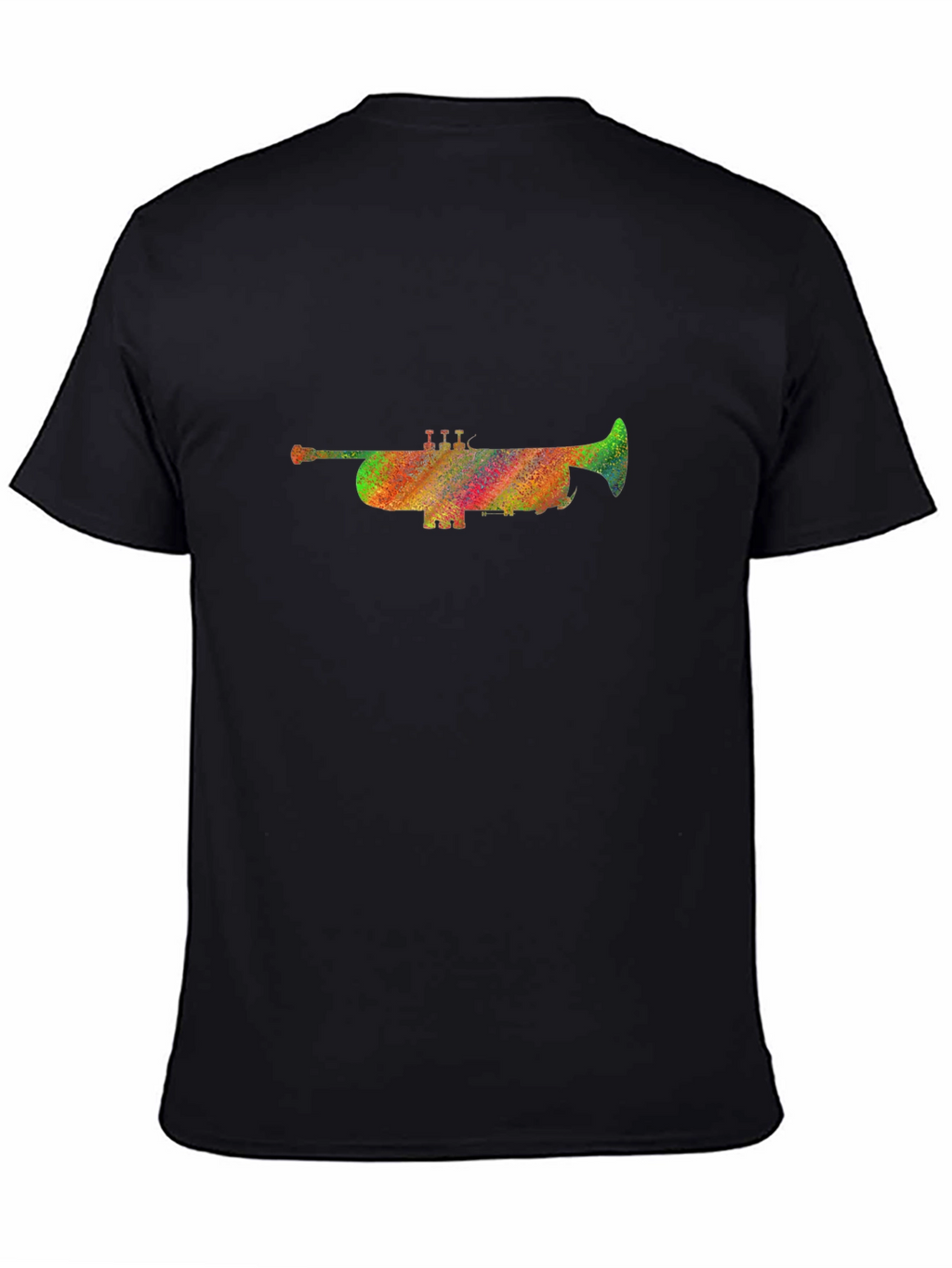 Rainbow Trumpet Graphic Black T-Shirt