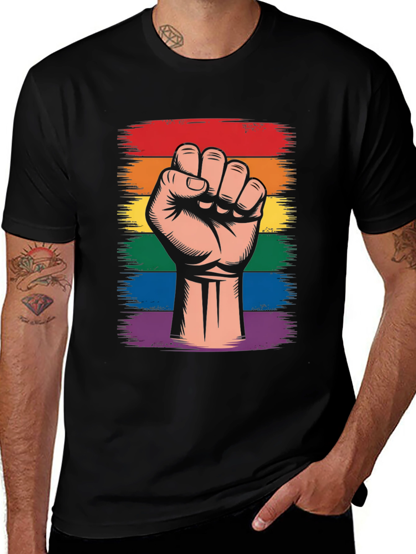 Pride Fist Graphic T-Shirt - LGBTQ+ Support