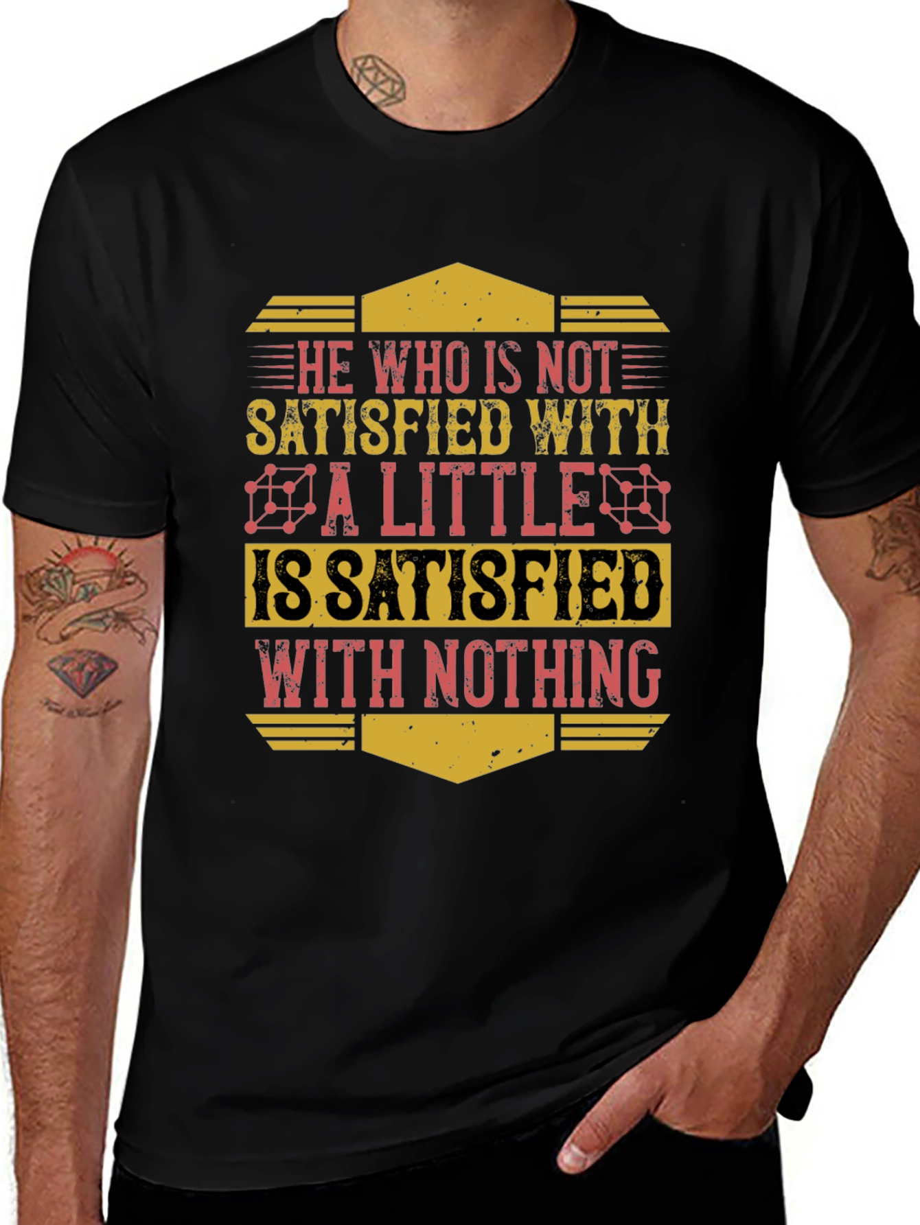 Motivational Mens Graphic T-Shirt - Satisfaction Quote