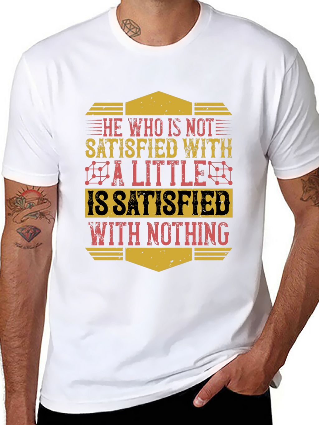 Motivational Mens Graphic T-Shirt - Satisfaction Quote