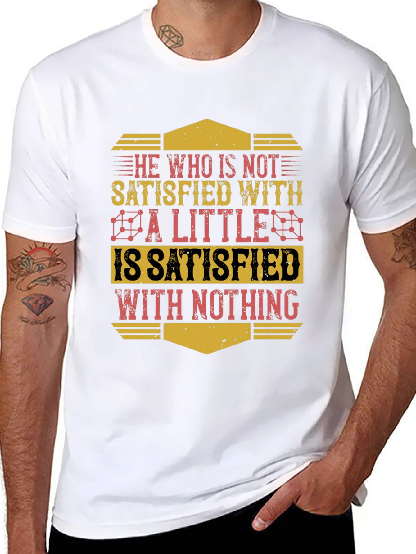 Motivational Mens Graphic T-Shirt - Satisfaction Quote