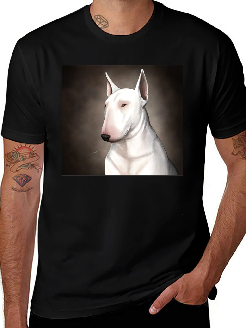 Bull Terrier Dog Graphic Black T-Shirt