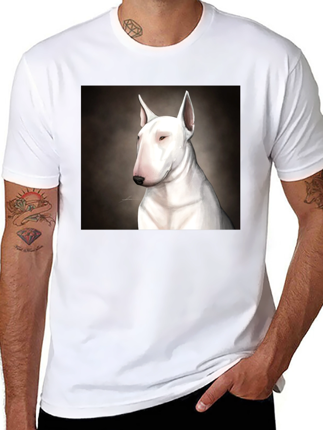 Bull Terrier Dog Graphic Black T-Shirt