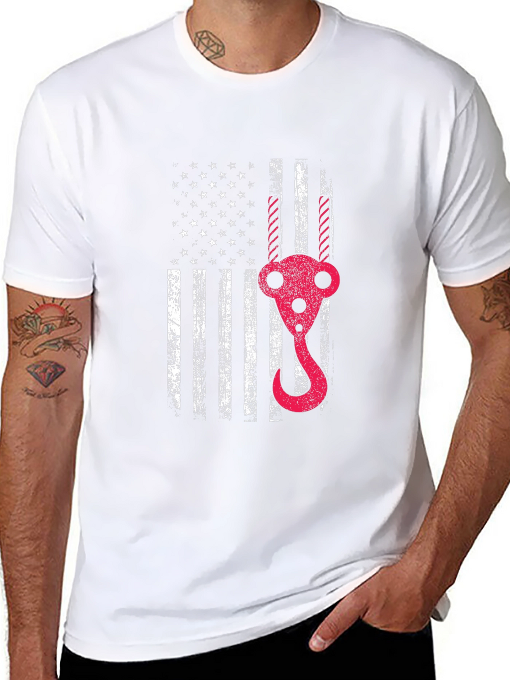 USA Flag Crane Operator T-Shirt - Patriotic Gift