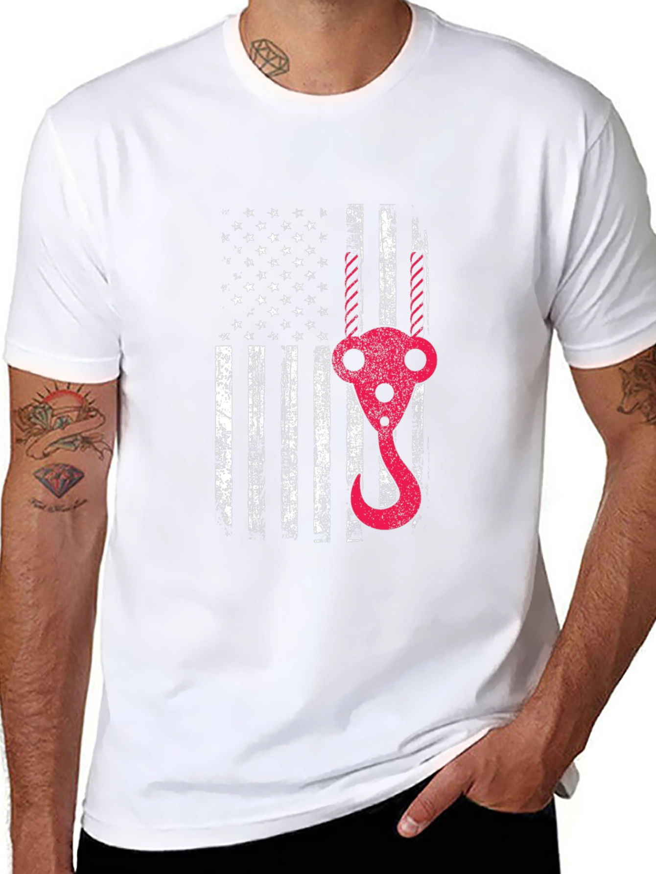 USA Flag Crane Operator T-Shirt - Patriotic Gift