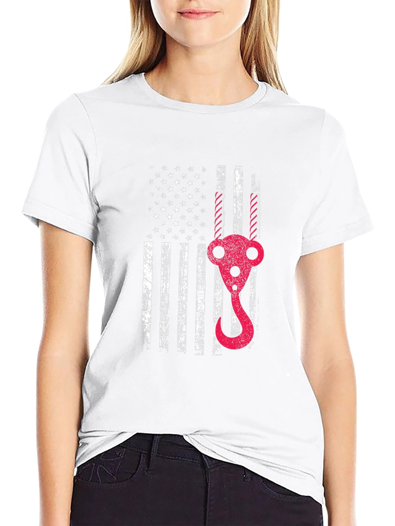 USA Flag Crane Operator T-Shirt - Patriotic Gift