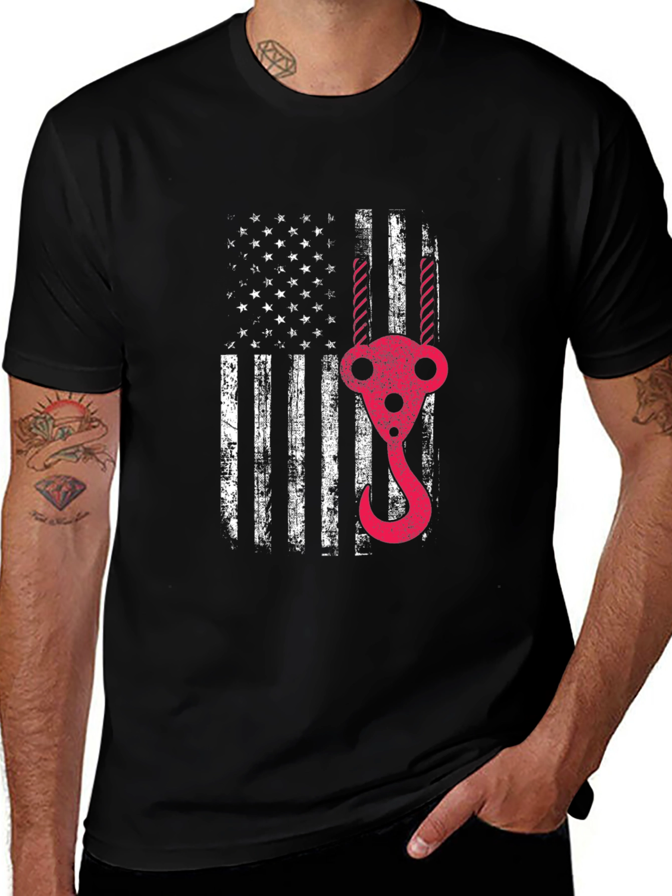 USA Flag Crane Operator T-Shirt - Patriotic Gift
