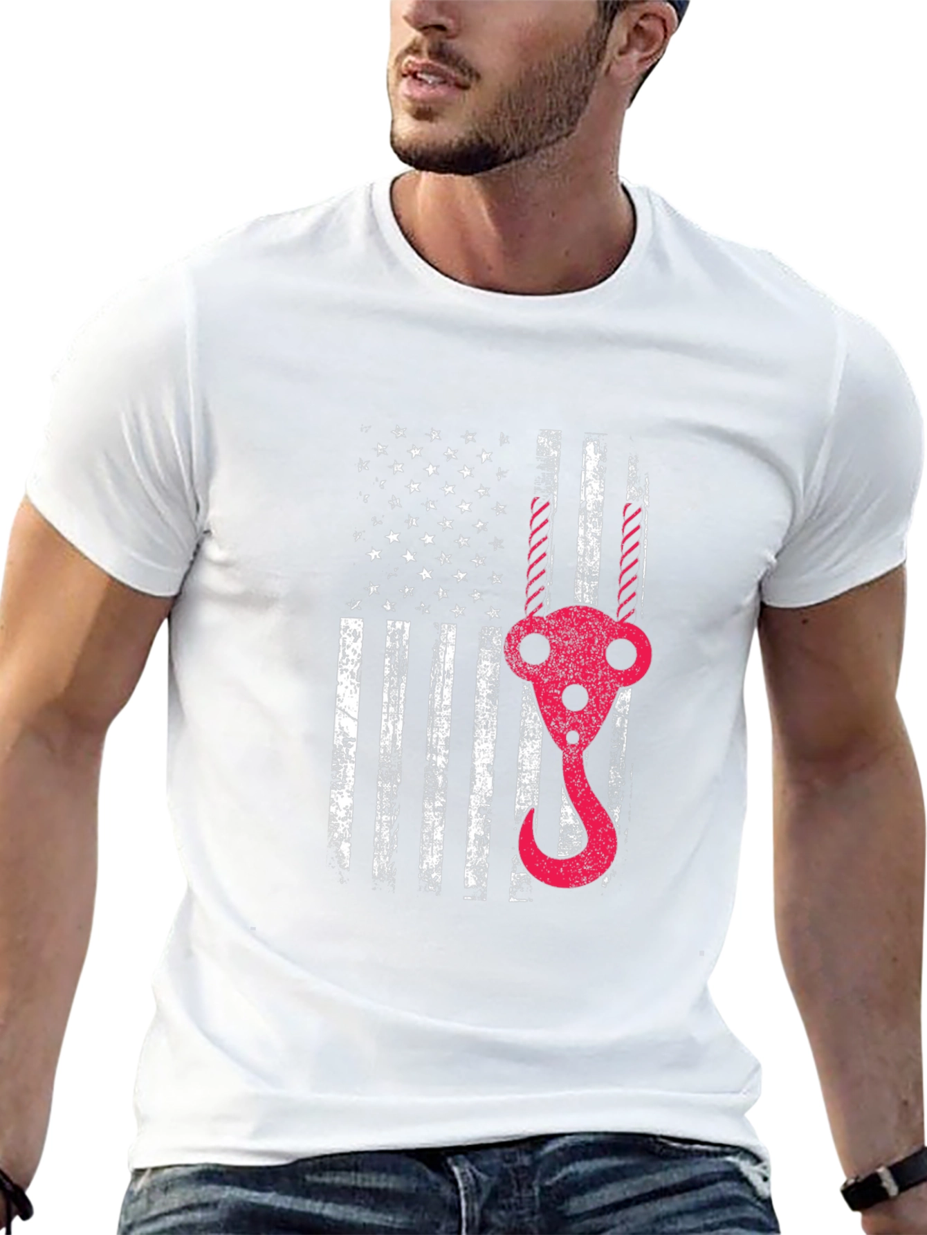 USA Flag Crane Operator T-Shirt - Patriotic Gift