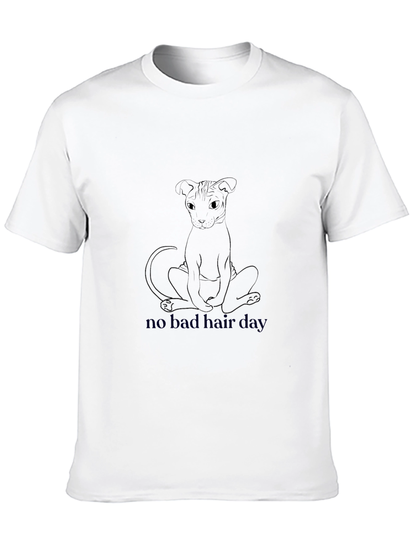 Mens Black T-Shirt - No Bad Hair Day Sphynx Cat Design