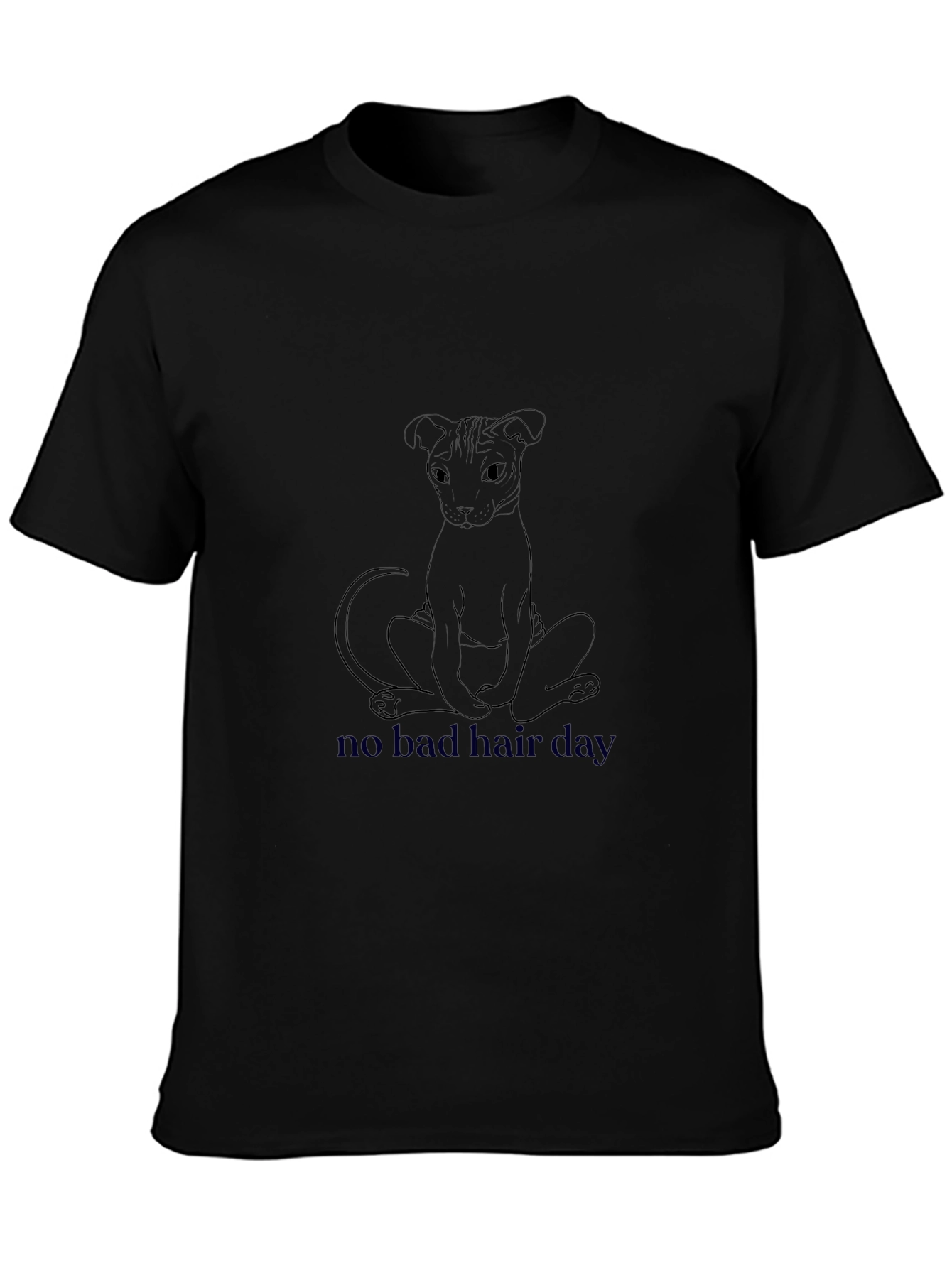 Mens Black T-Shirt - No Bad Hair Day Sphynx Cat Design