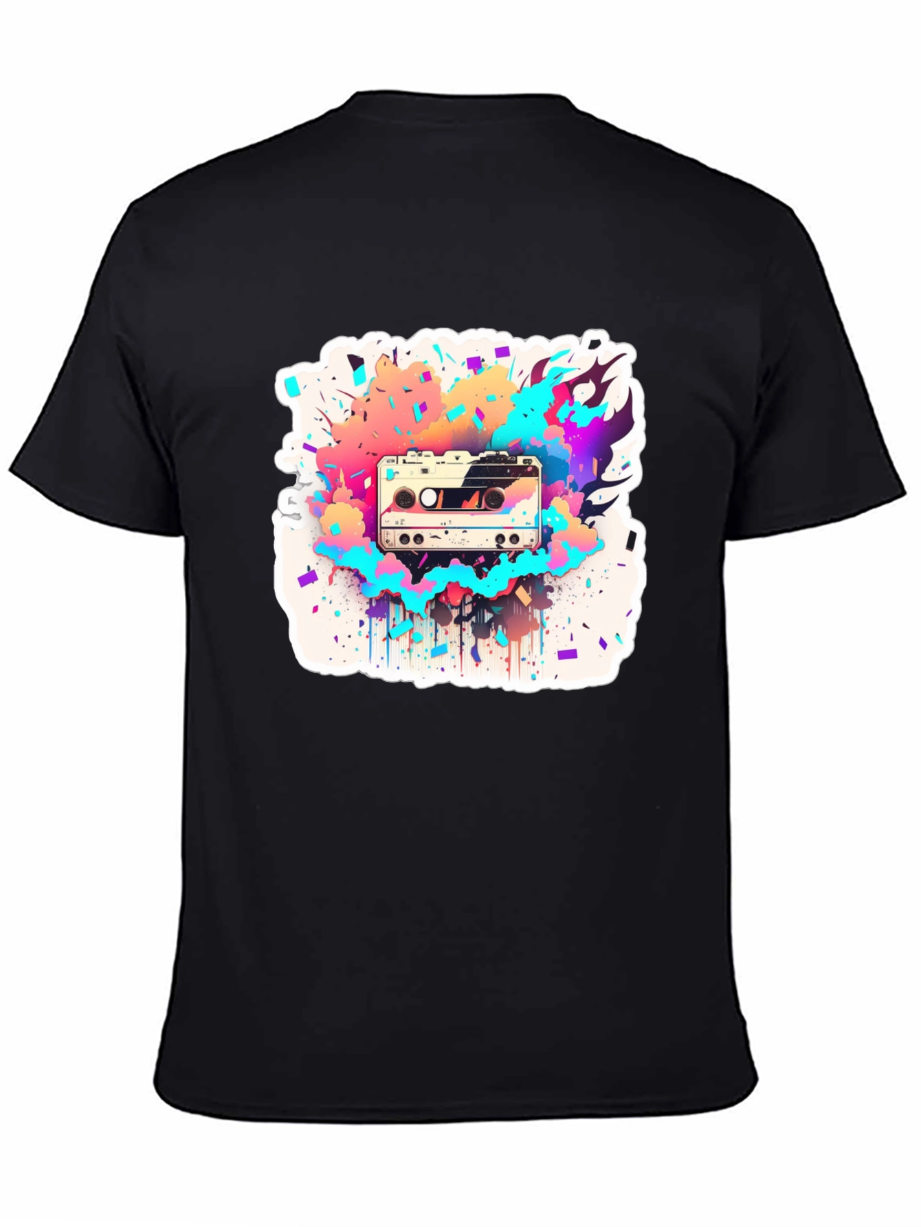 Retro Cassette Tape Graphic T-Shirt - Colorful Music Design
