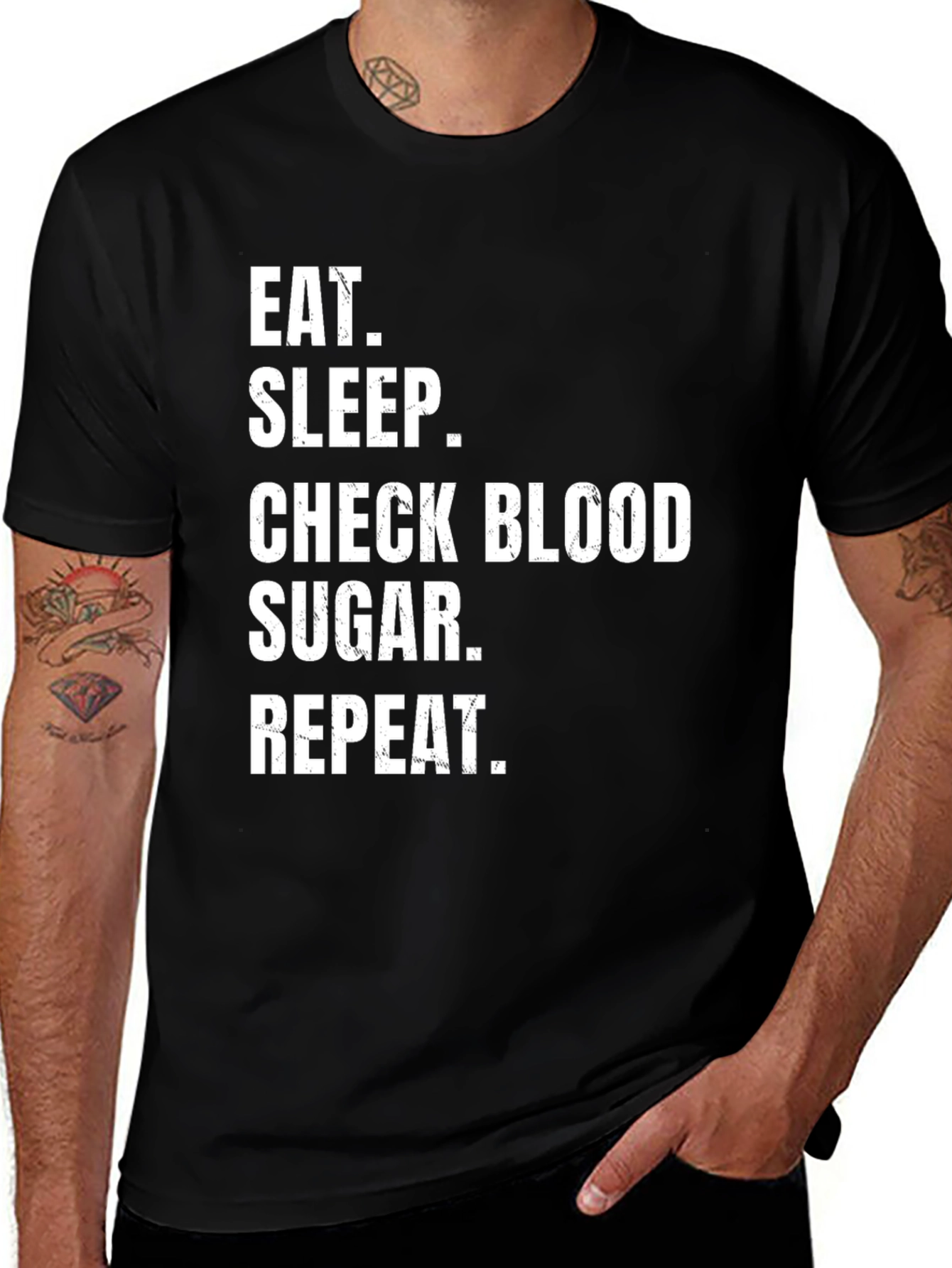 Eat Sleep Check Blood Sugar Repeat T-Shirt