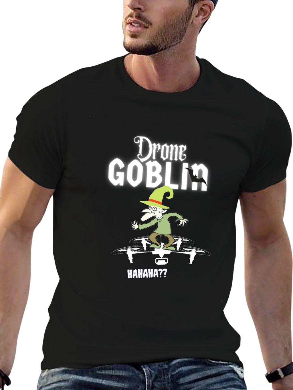 Drone Goblin Graphic Tee - Black Cotton T-Shirt