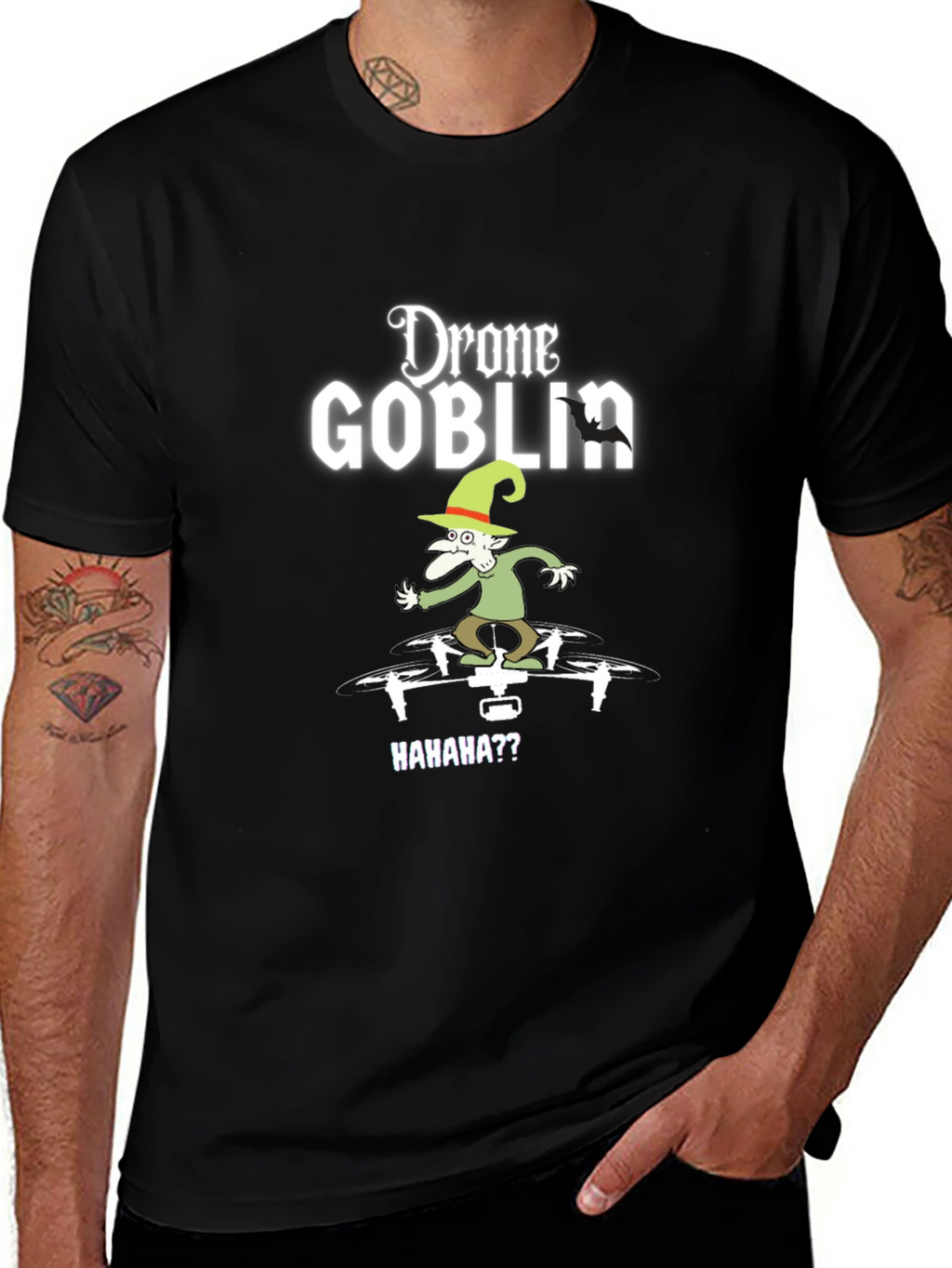 Drone Goblin Graphic Tee - Black Cotton T-Shirt